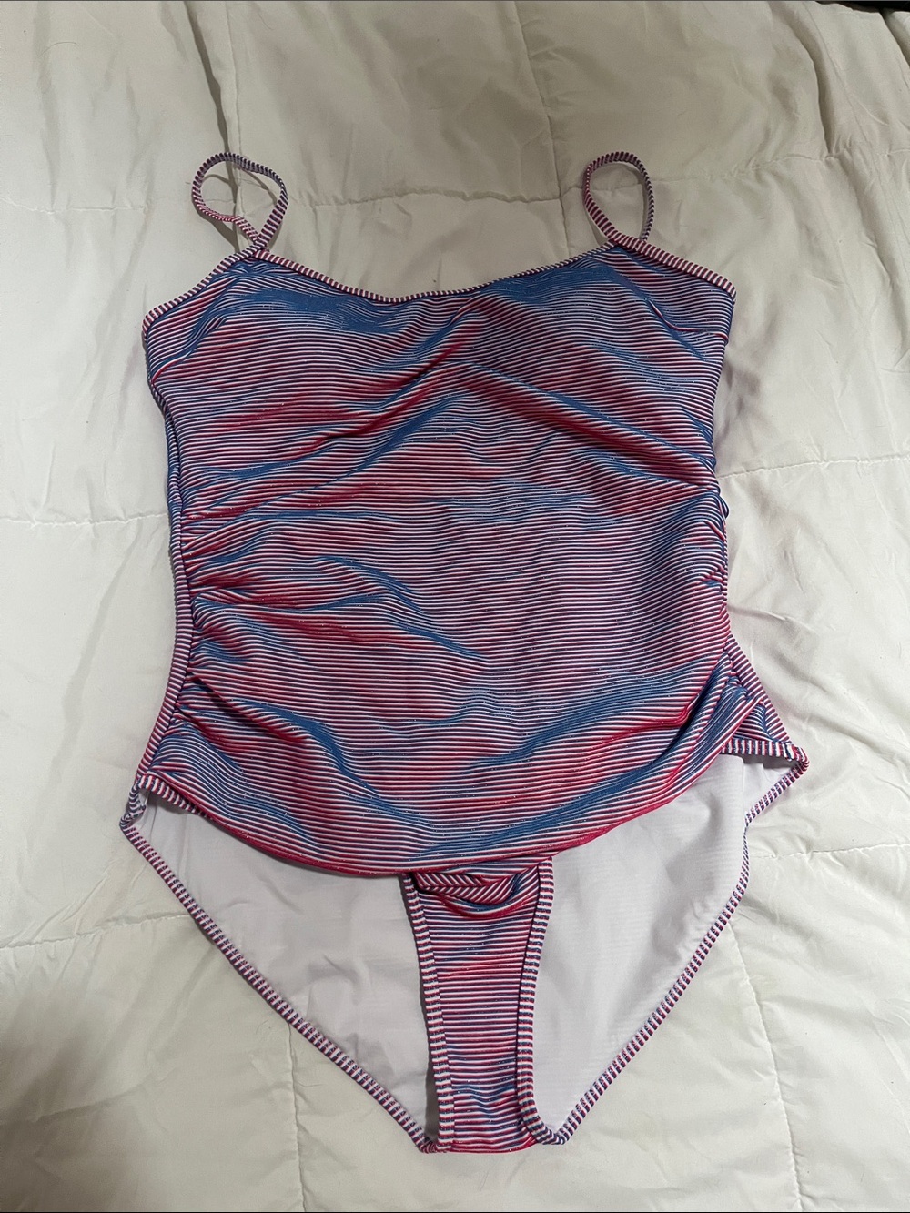 Striped Pink & Blue One-Piece Swimsuit